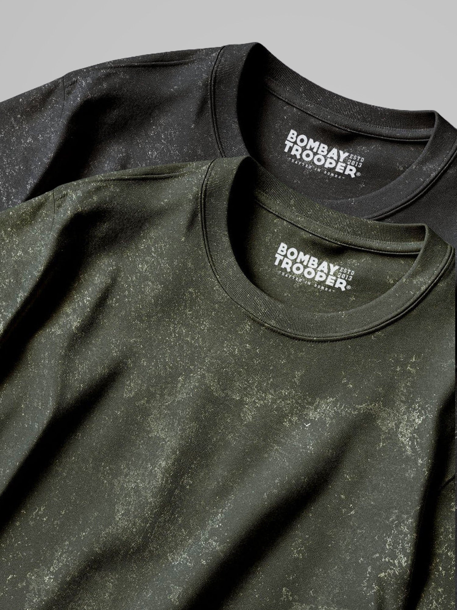 Black & Bottle Green: Acid Washed Oversized T-shirts, Pack of 2