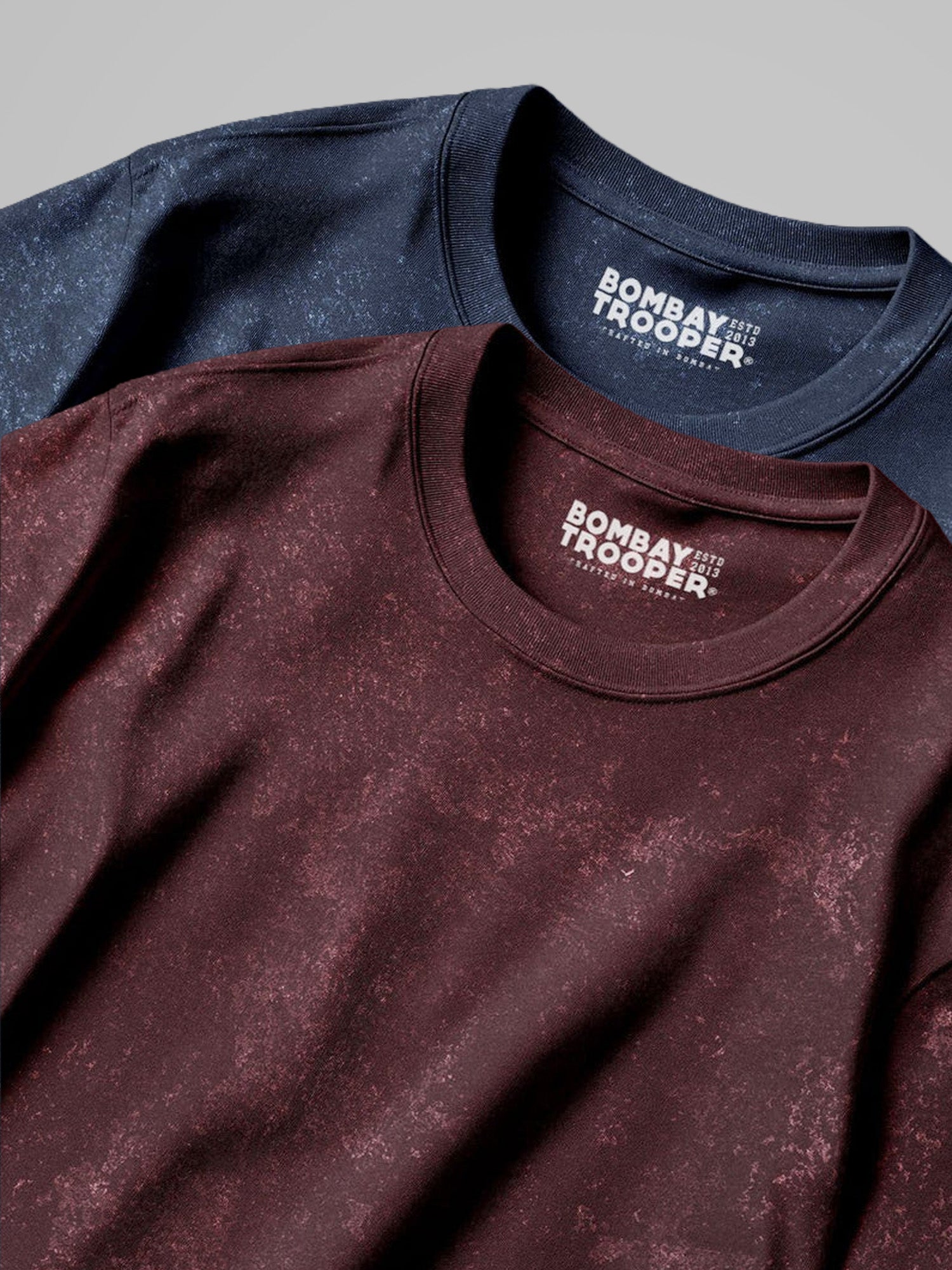Maroon & Navy Blue: Acid Washed Oversized T-shirts, Pack of 2