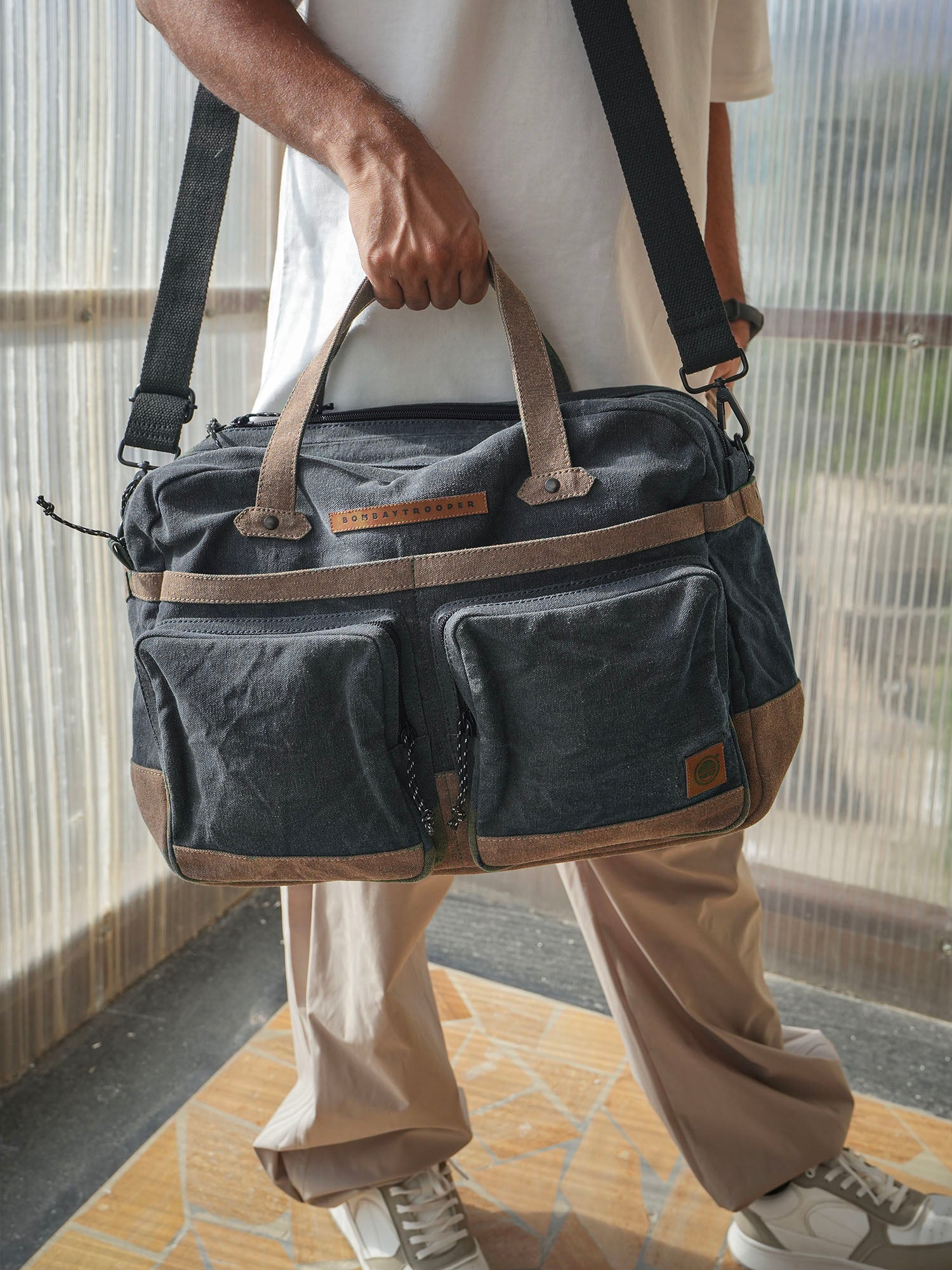 Whiskey Messenger: Upcycled Eco-Friendly Canvas Laptop Bag For Men & Women