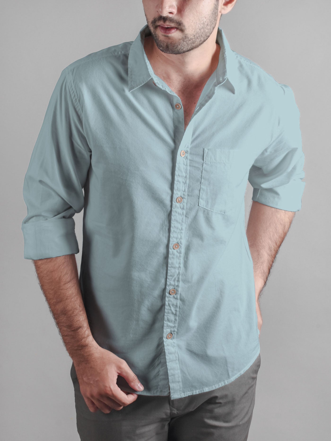 Aqua Blue Luxury Bamboo Fiber Shirt For Men by Bombay Trooper