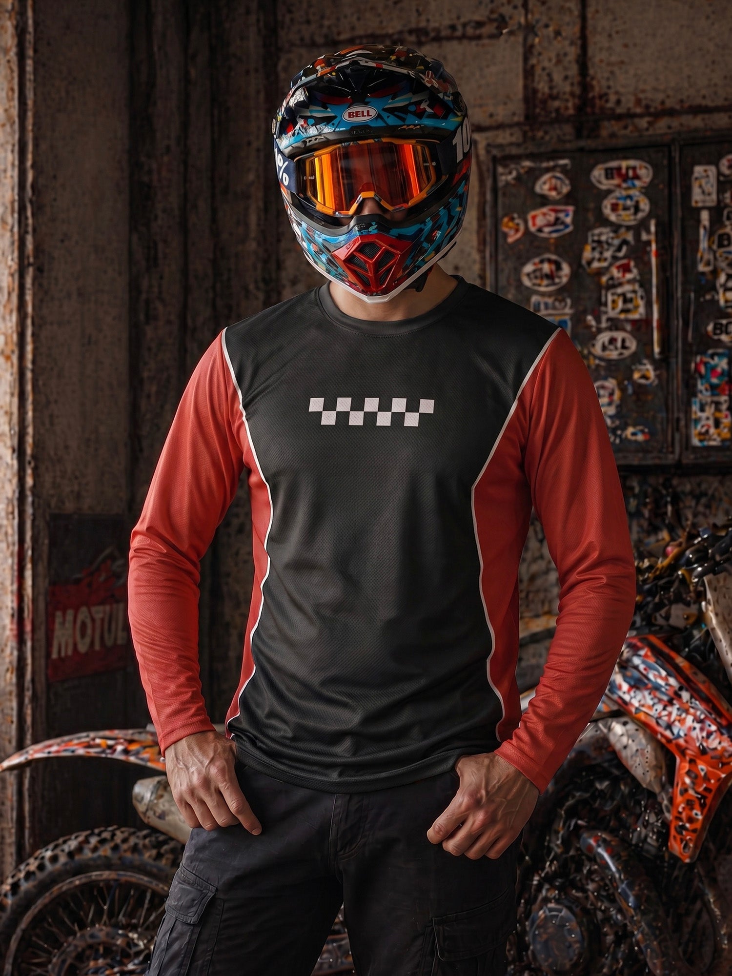 Retro Red Trackline Full Sleeve Jersey