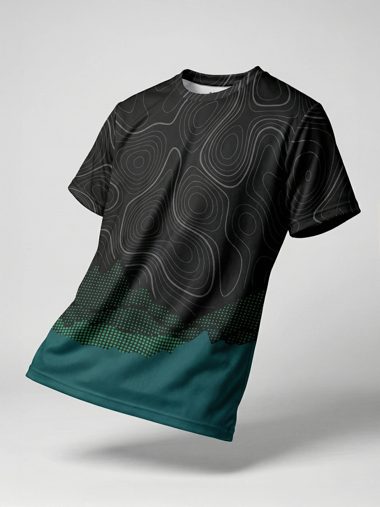 Teal Topography: Active Mesh T-shirt