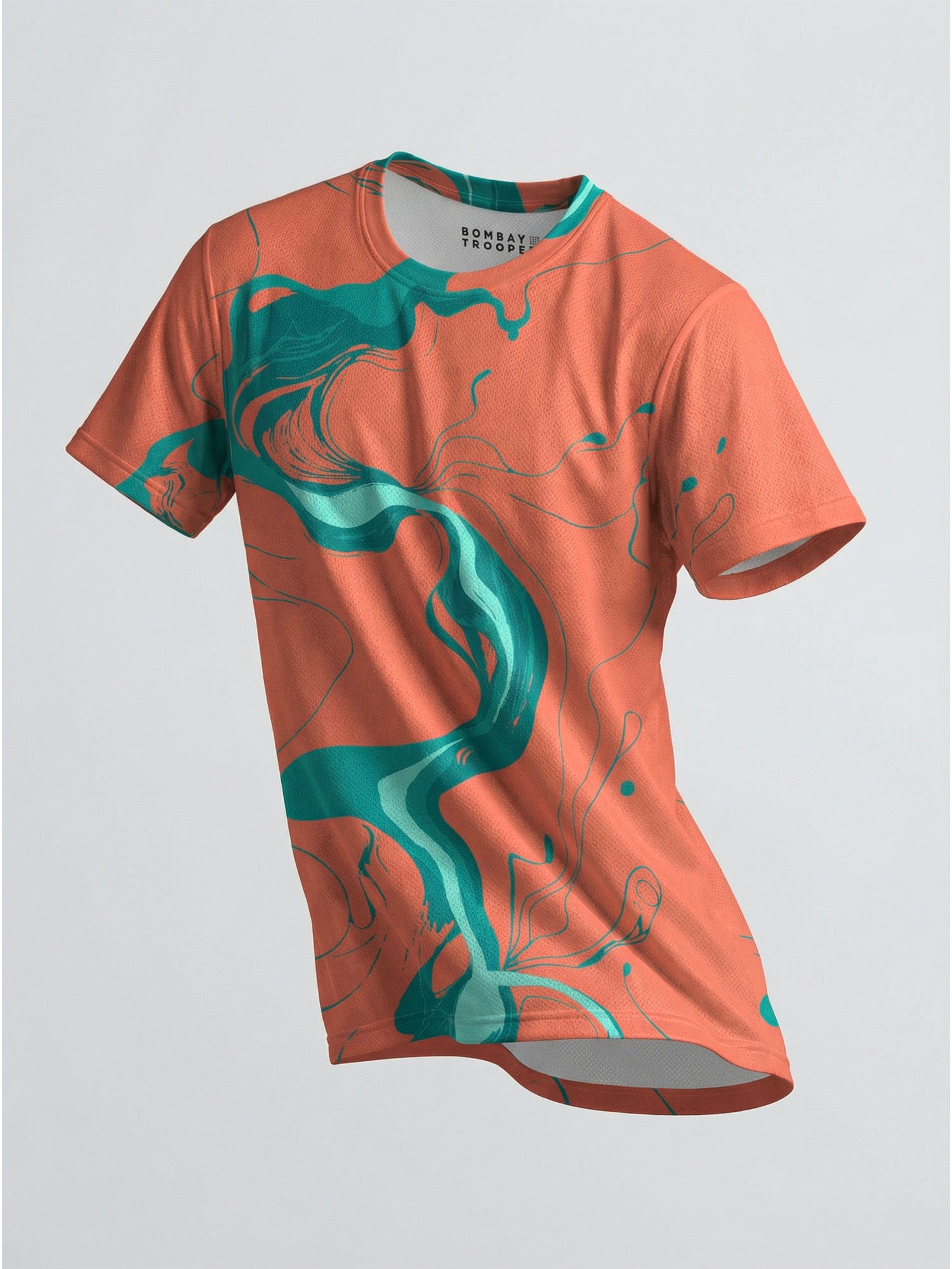 Coral Flow: Active Mesh T-shirt