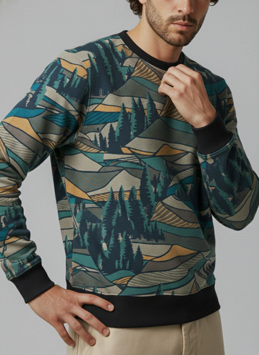 Forest Contours - Printed Sweatshirt