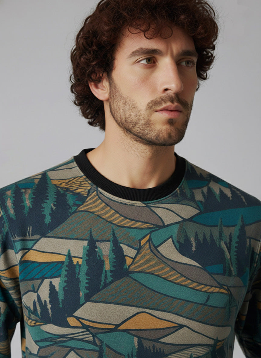 Forest Contours - Printed Sweatshirt