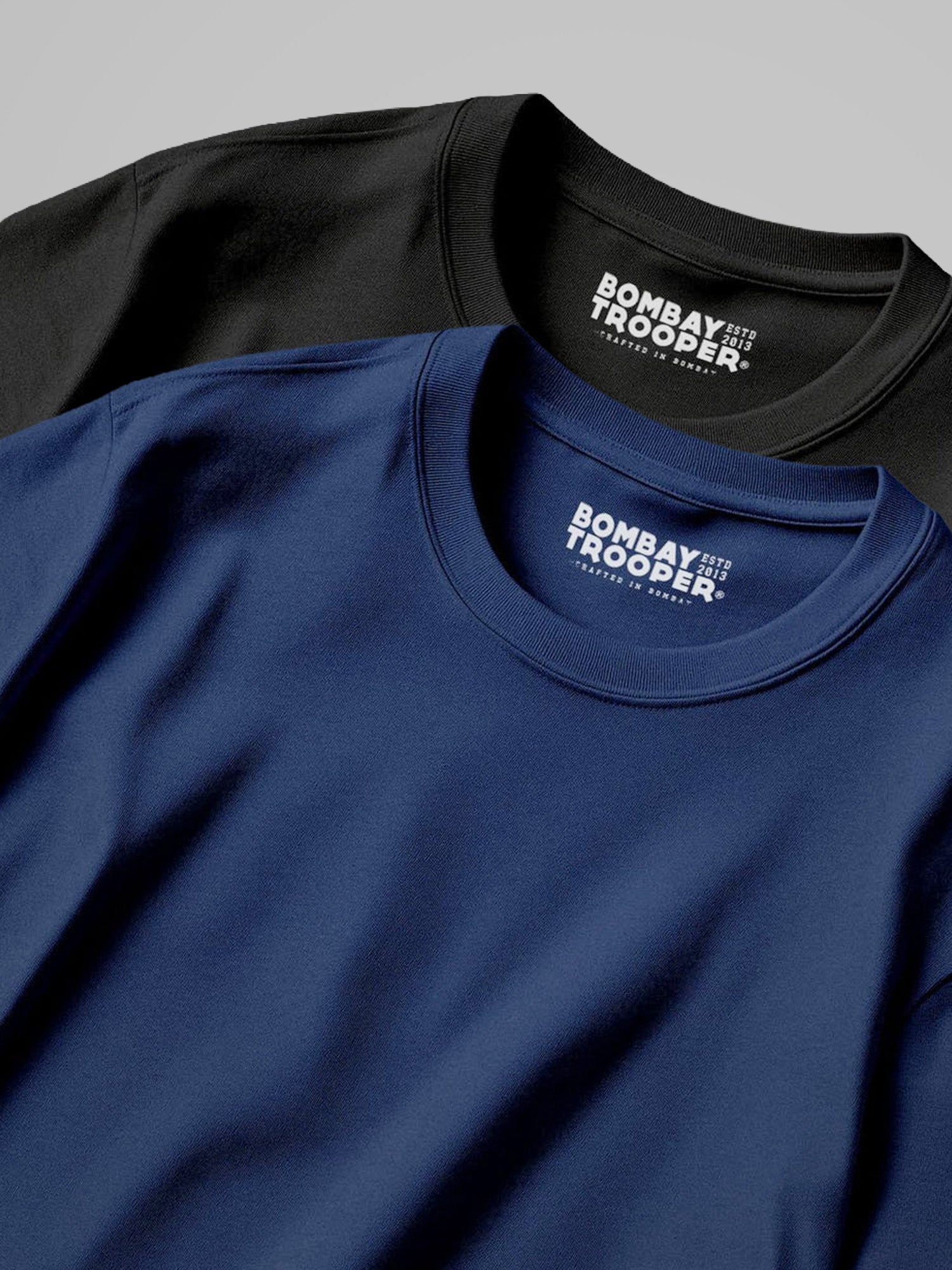 Navy Blue & Black: Bold Horizon Oversize T-Shirt, Pack of 2