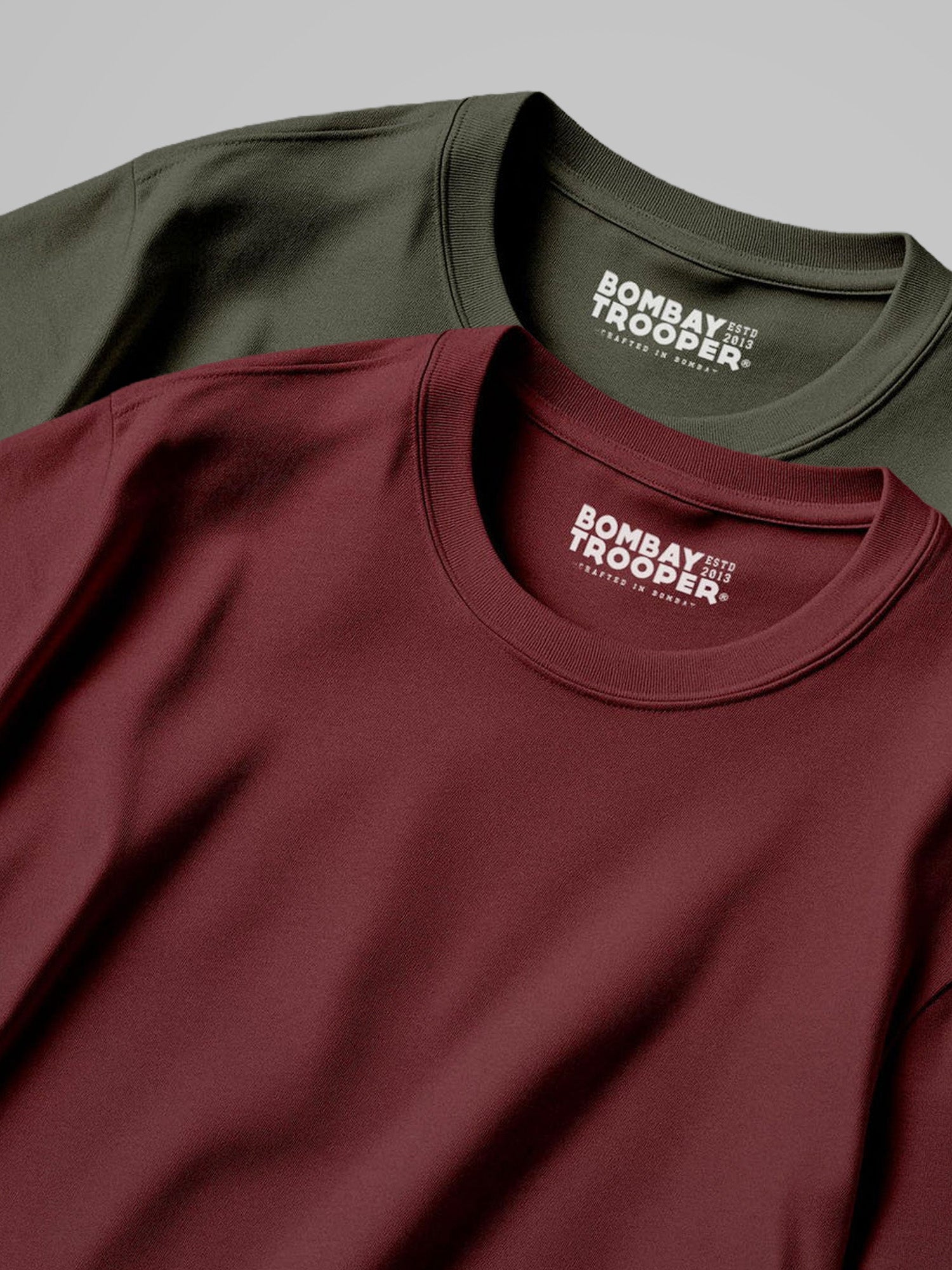 Maroon & Olive: Bold Horizon Oversize T-Shirt, Pack of 2