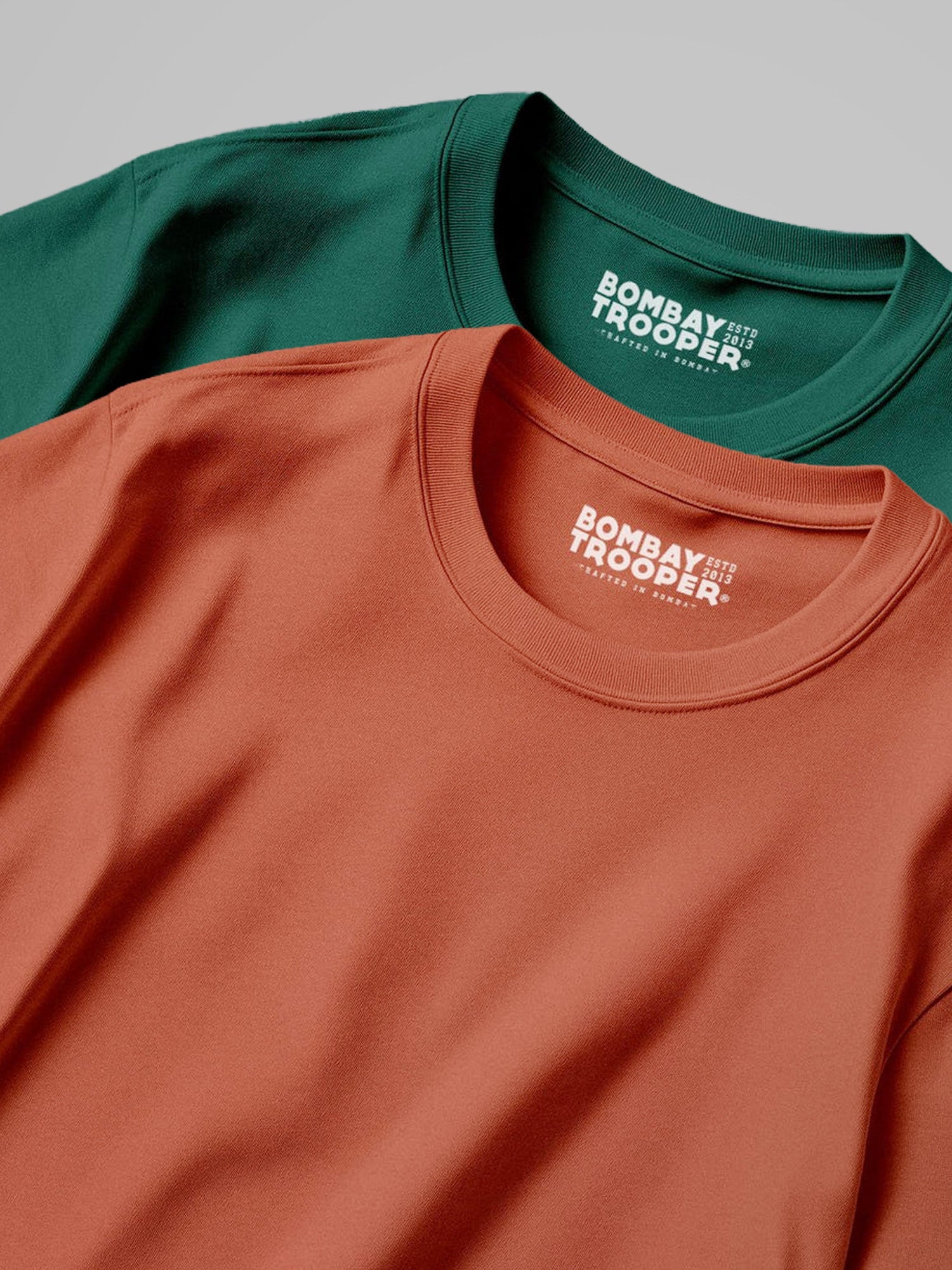 Coral & Bottle Green: Bold Horizon Oversize T-Shirt, Pack of 2