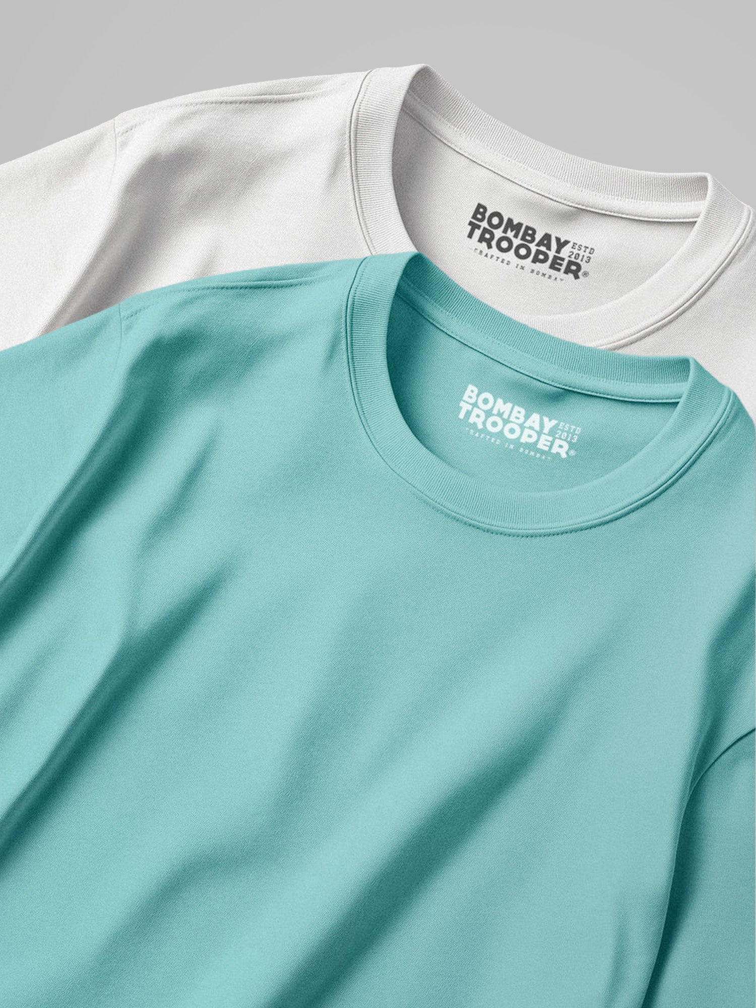 White & Mint: Bold Horizon Oversize T-Shirt, Pack of 2