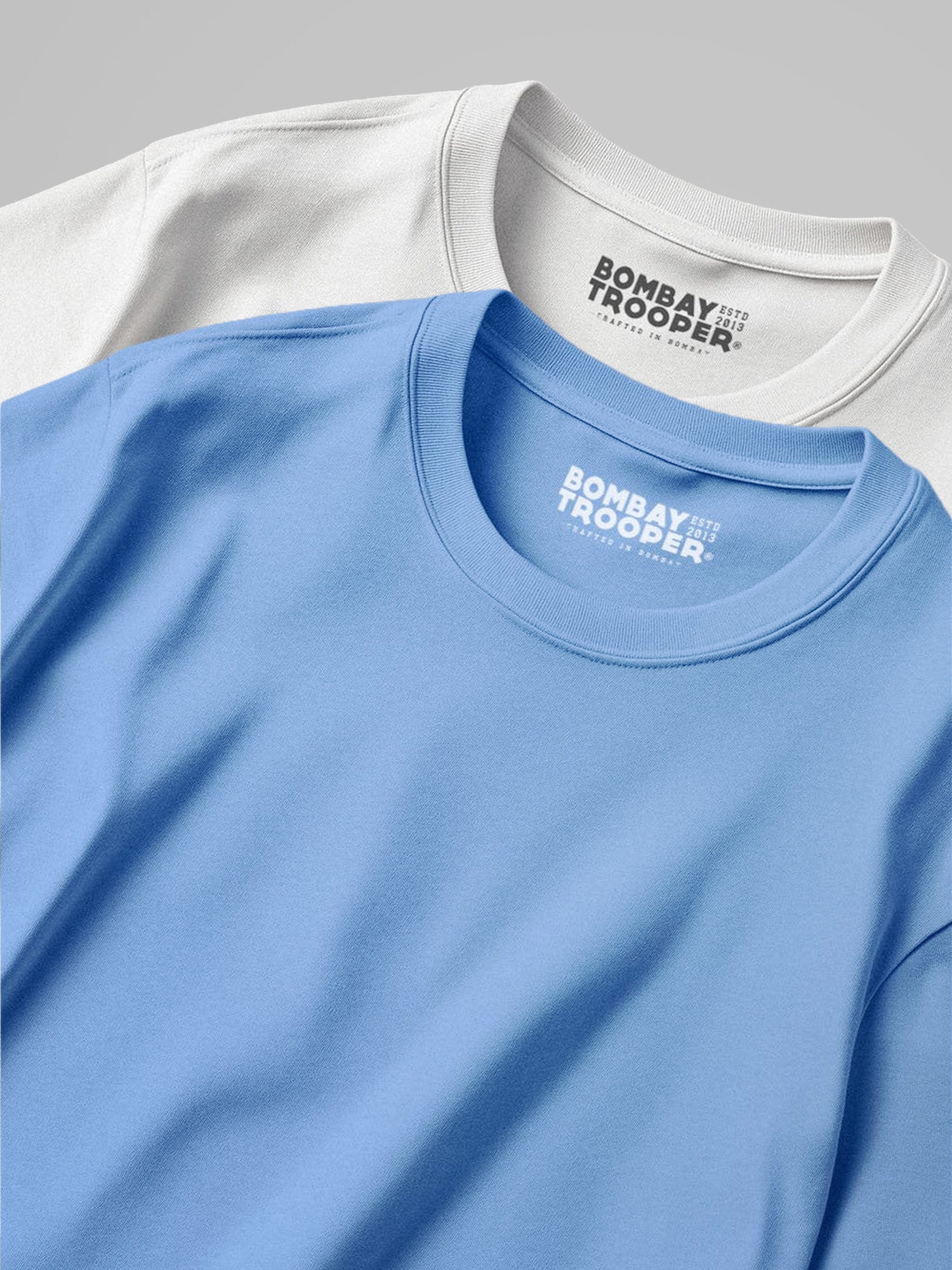 White & Light Blue: Bold Horizon Oversize T-Shirt, Pack of 2