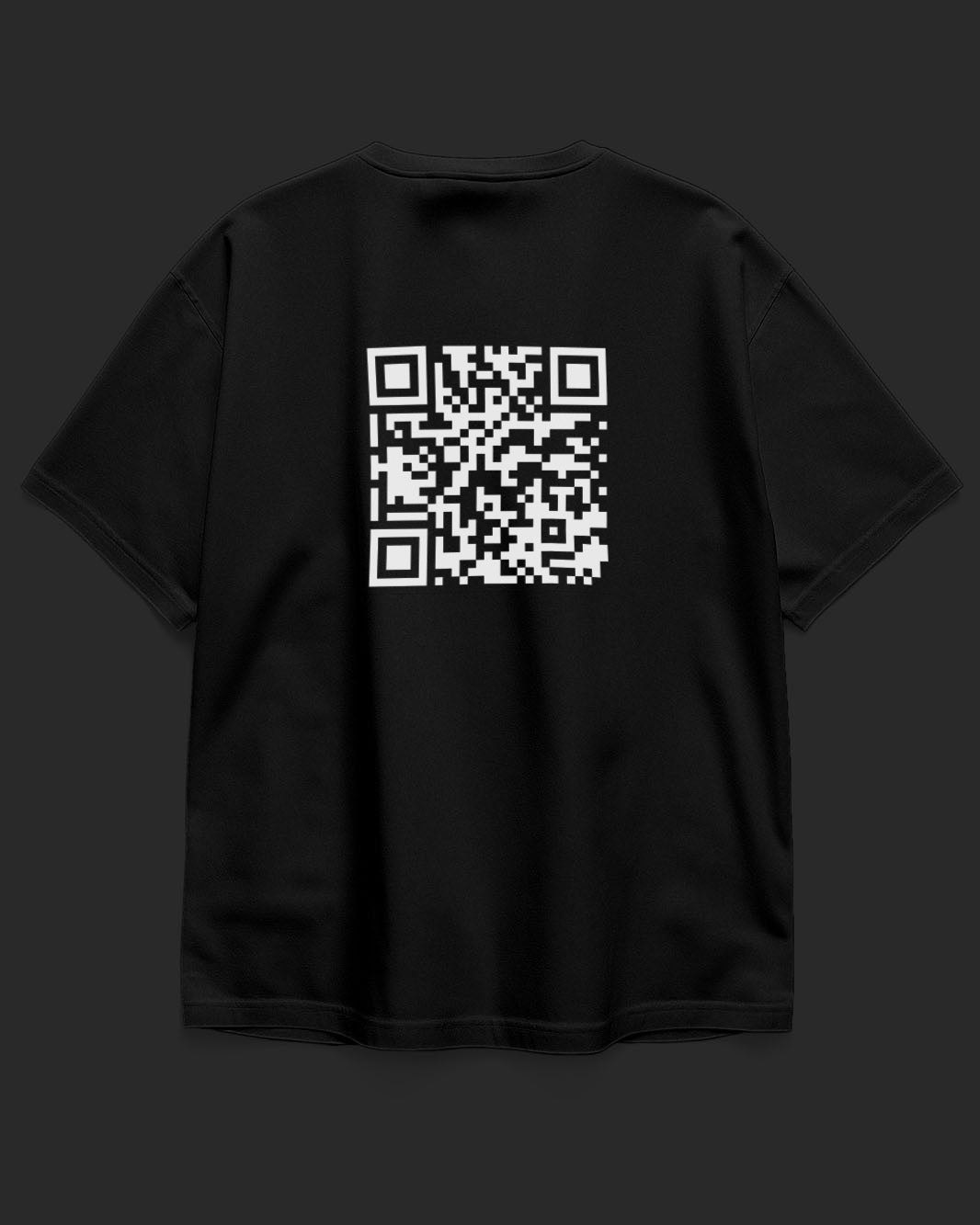 QR Tee: Custom QR Text On Oversized T-shirt