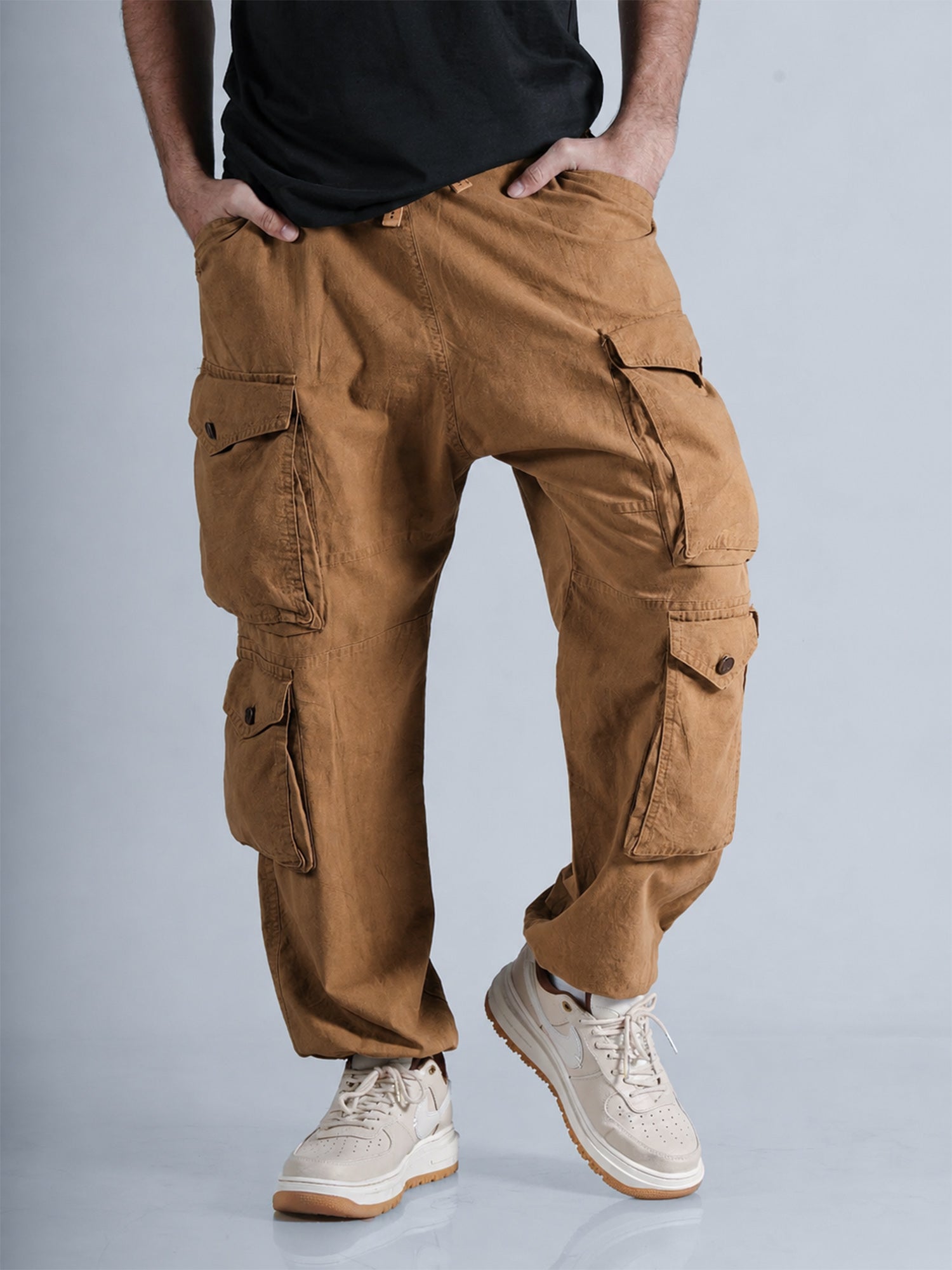 Camel Tan Oversized Pockets Cargo Max Hoppers
