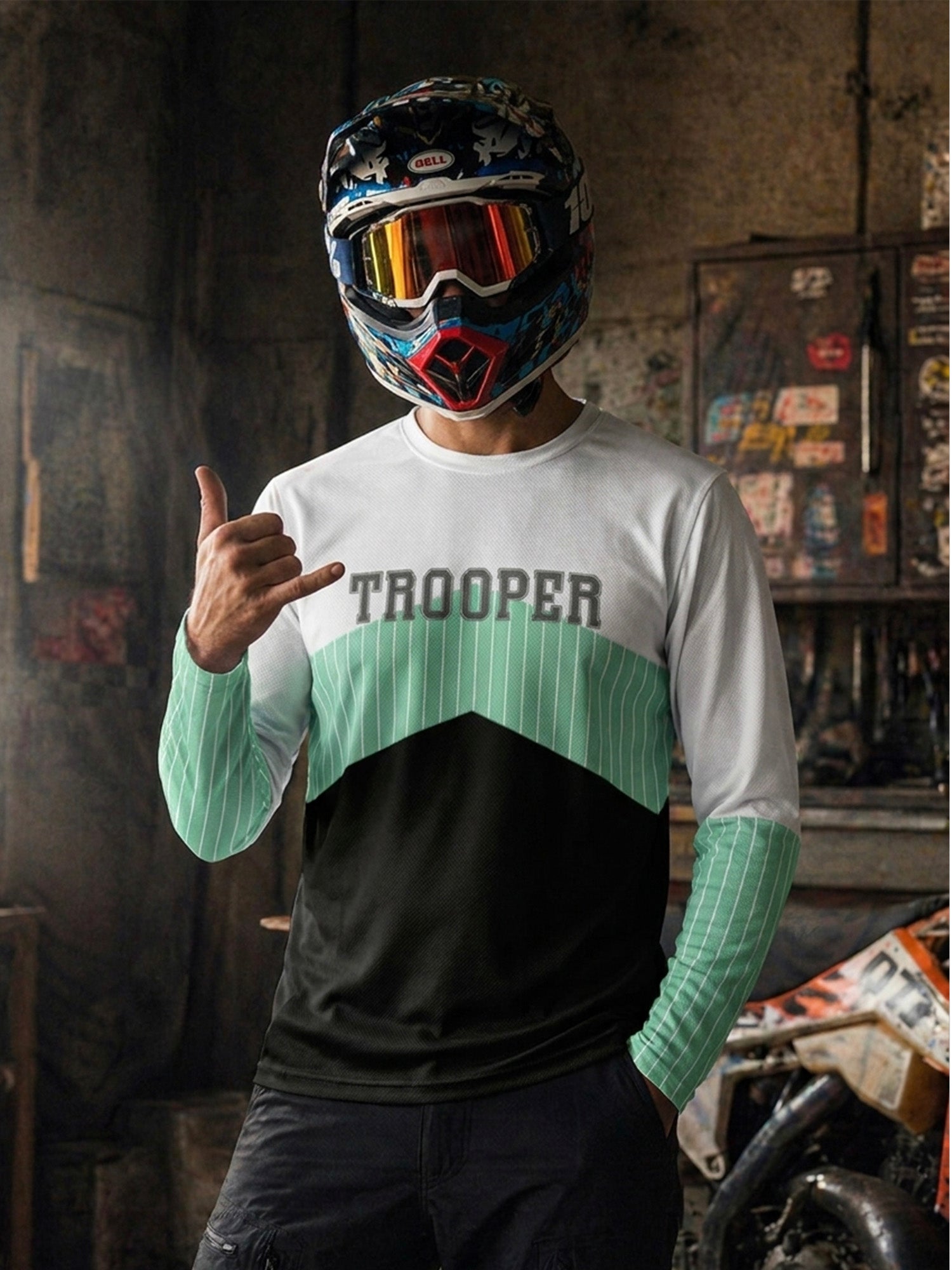 Snow & Mint Chevron Stripes Full Sleeve Jersey