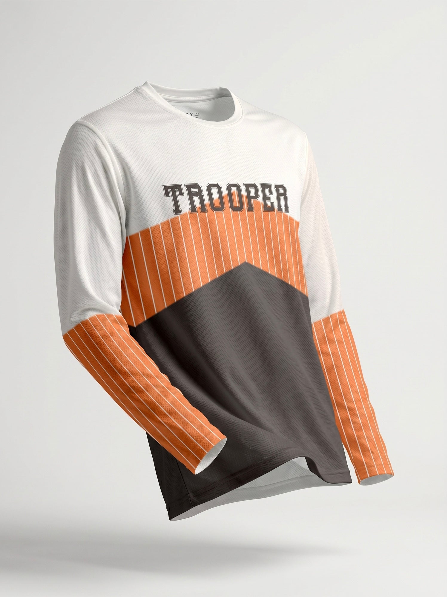 Snow & Orange Chevron Stripes Full Sleeve Jersey