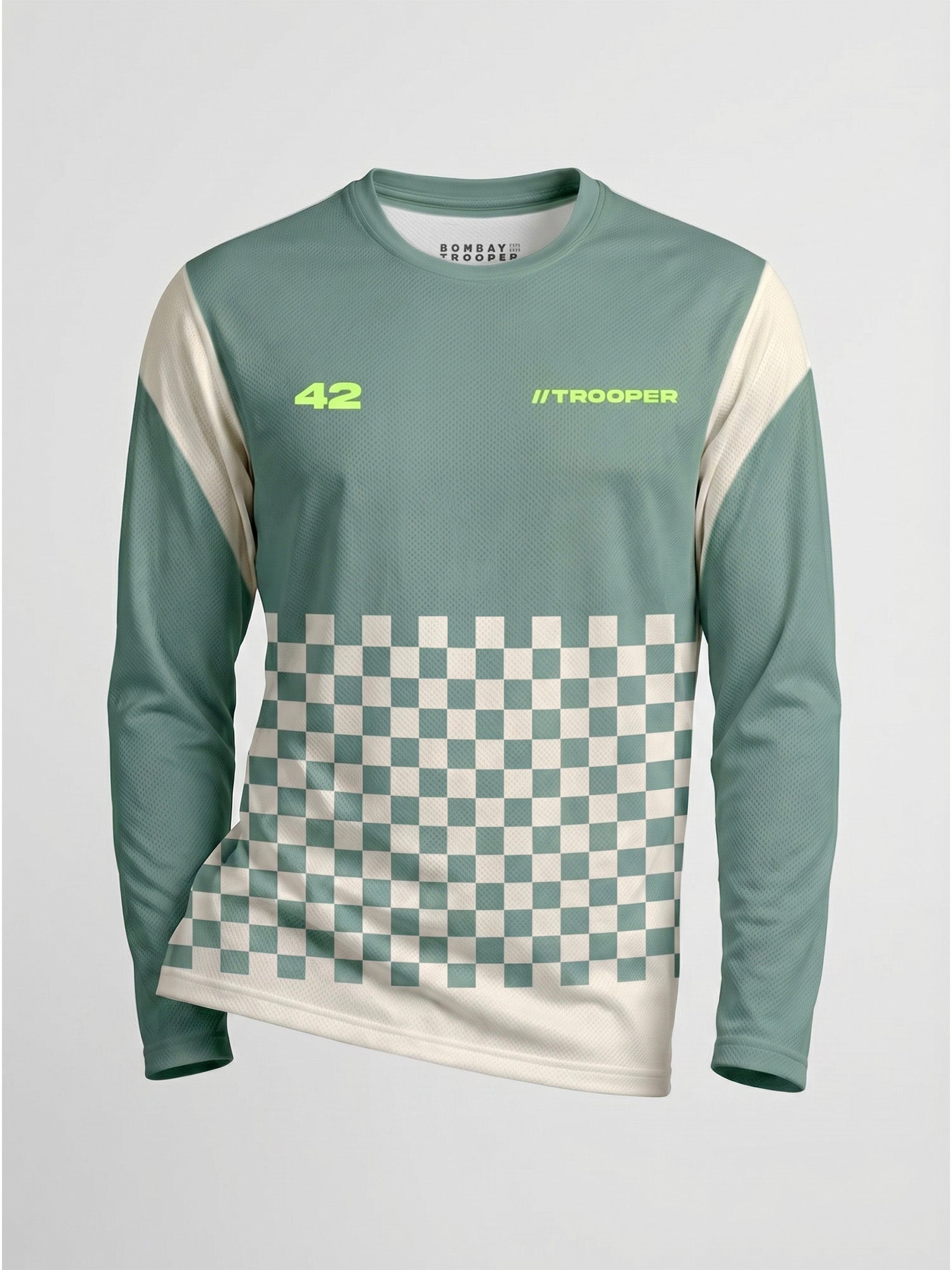 Sage Green Race Grid Full Sleeve Jersey