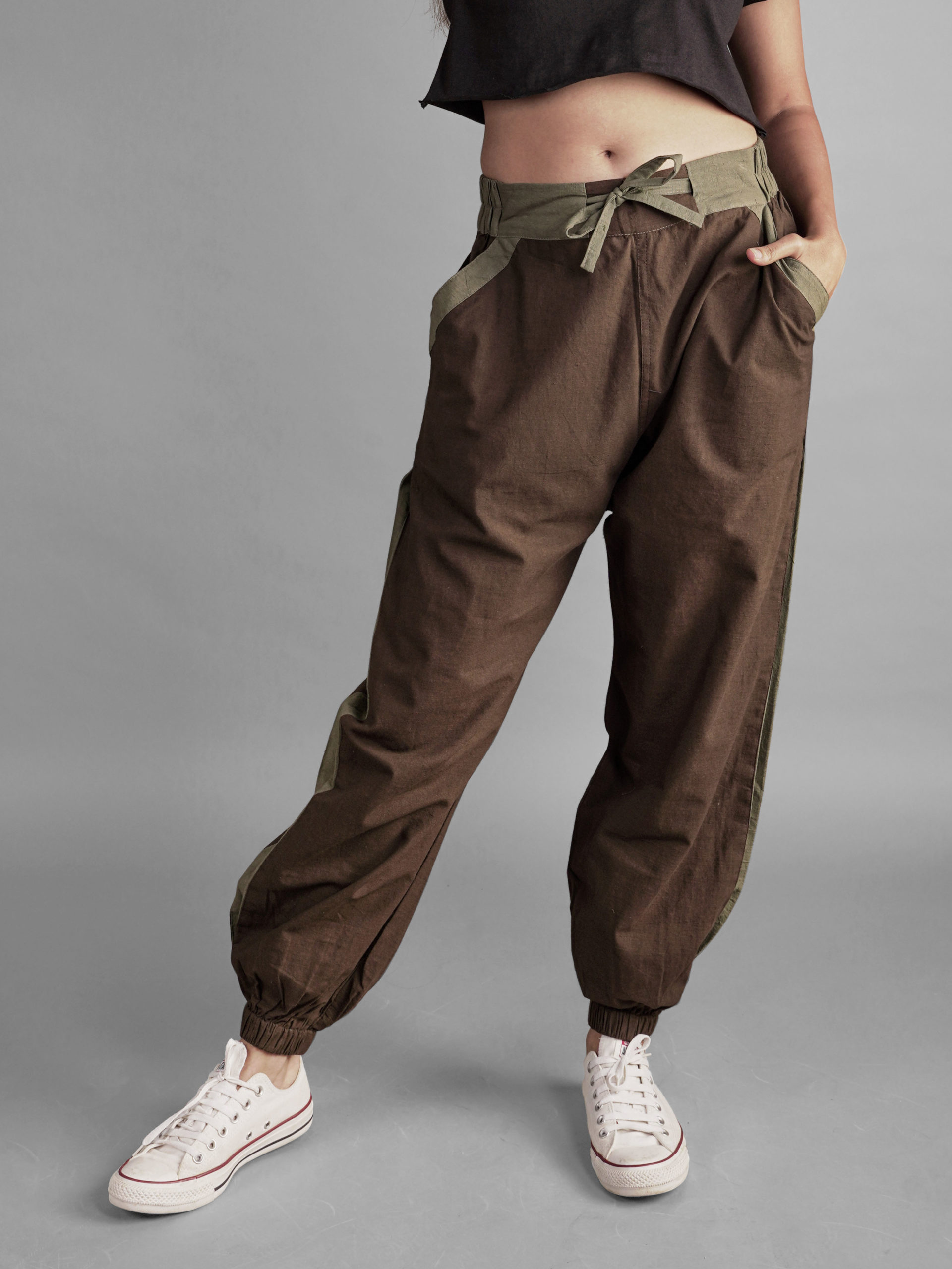 Solid Coffee Brown Textured Hoppers – Unisex Pants For Men And Women ...