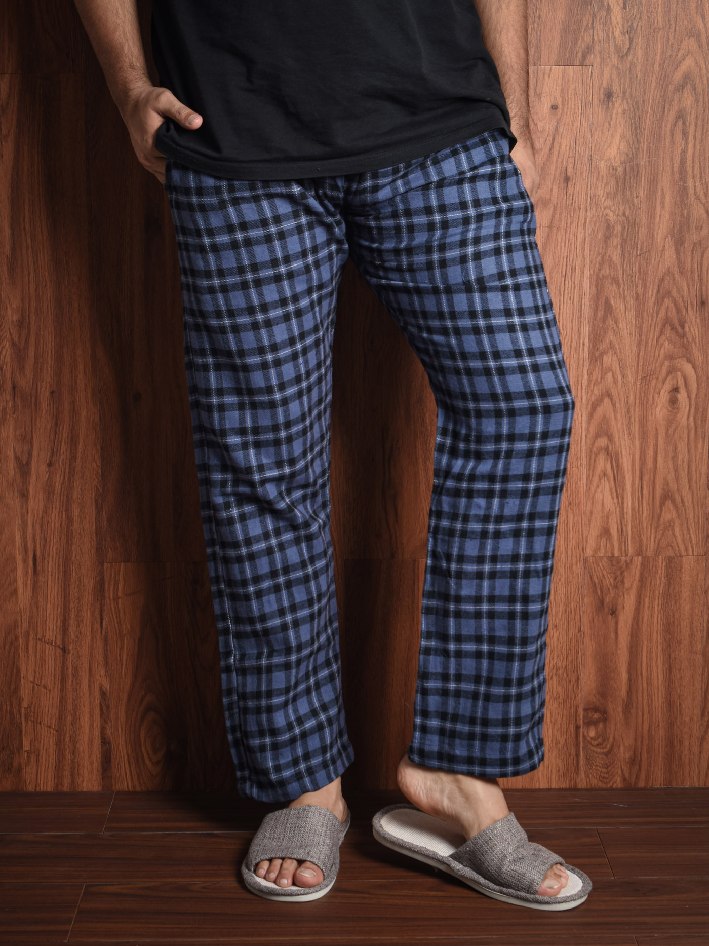 Maroon Grey Checkered Flannel Cabin Pants For Men - Bombay Trooper