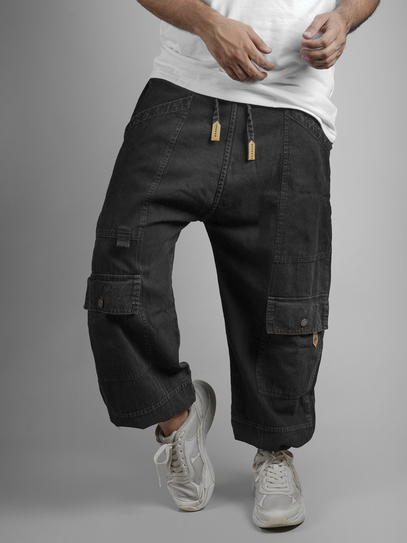 Idopy Men`s Denim Cargo Jeans Pants Loose Fit Ankle Cuffed Hip Hop Denim  Joggers Pants Multi Pockets For Men - AliExpress